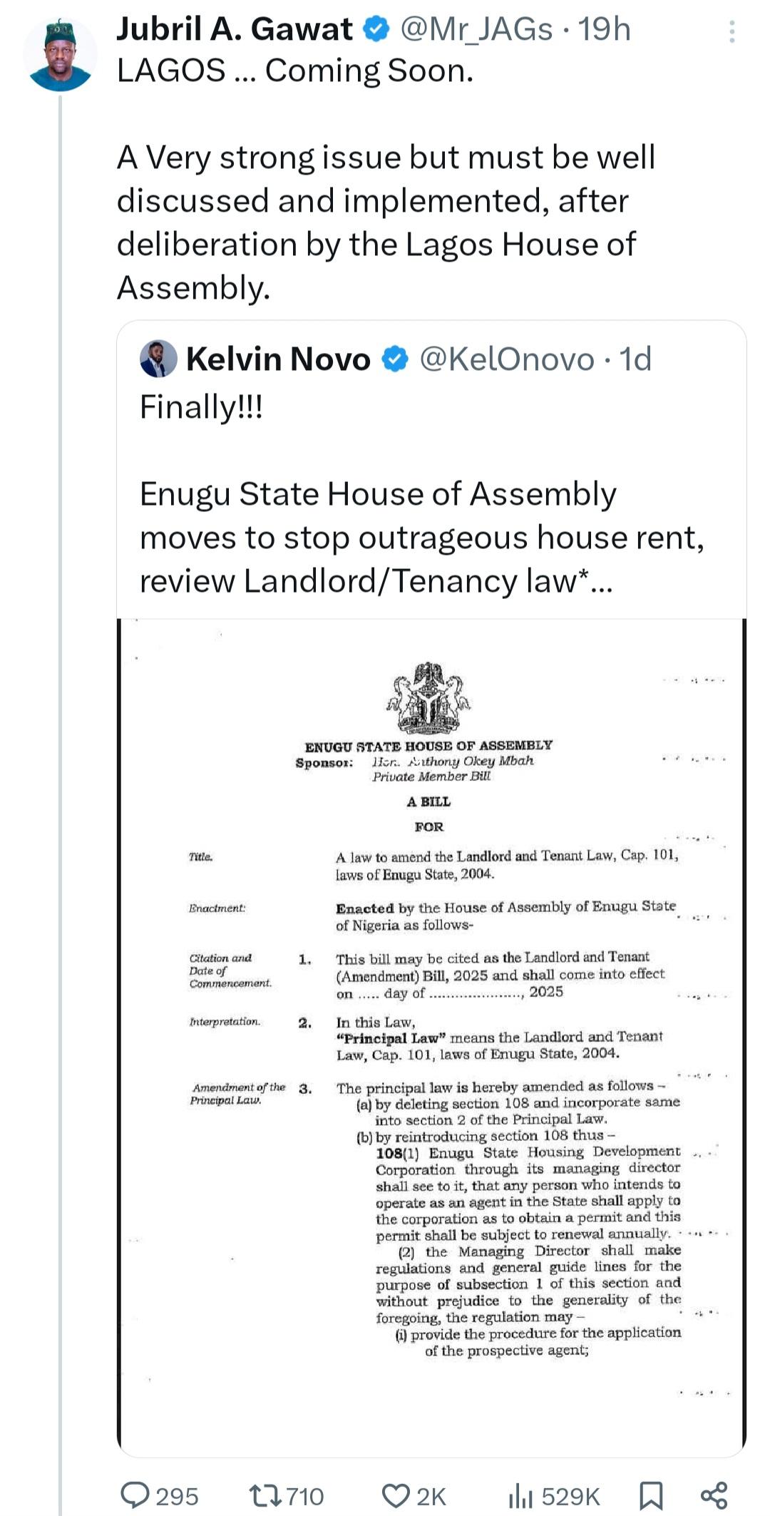 Lagos to follow suit as enugu govt moves to stop outrageous rent