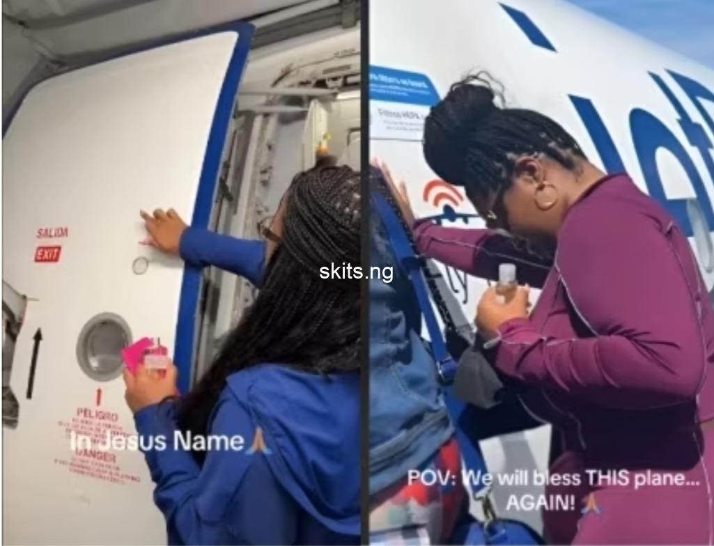 Woman anoints plane with holy water before takeoff amid recent crashes video
