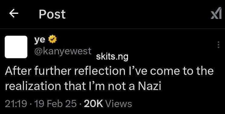After further reflections im not a nazi kanye west makes u turn