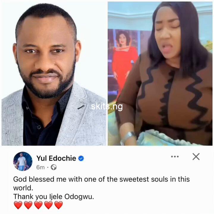 God blessed me with the sweetest soul in this world yul edochie writes as he shares video of judy praying for him