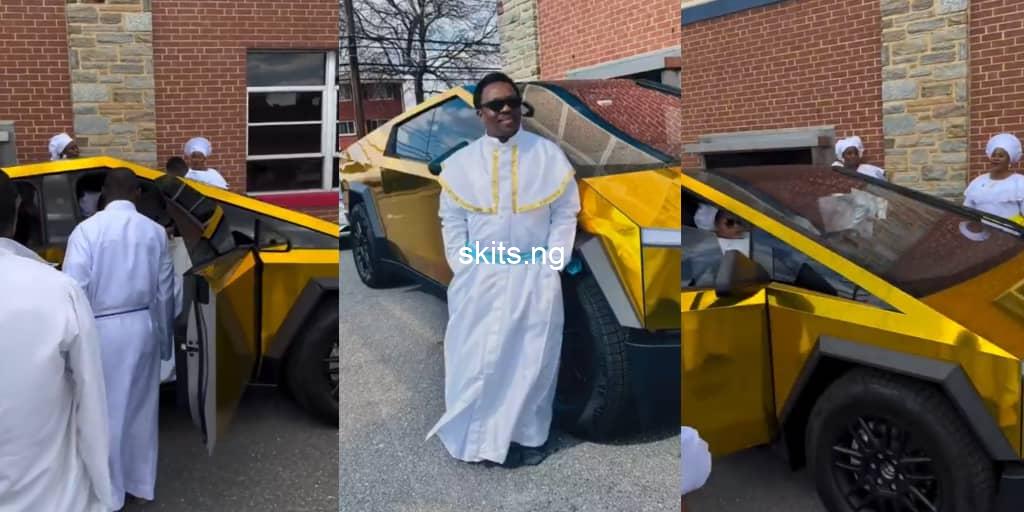 Abroad based nigerian pastor flaunts new tesla truck gets people talking