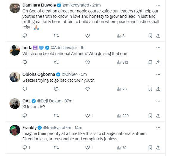 Return to old anthem will it solve current hardship nigerians react