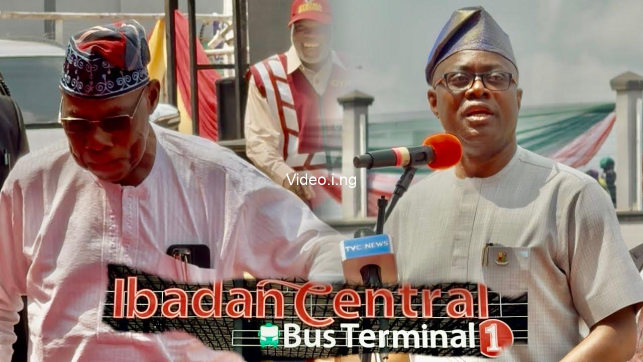 Obasanjo sings for makinde at bus terminal opening