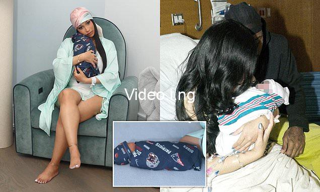 Cardi b and stefon diggs express love for each other as she shows off their newborn son photos