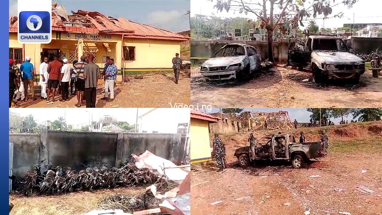 Gunmen set ondo police station ablaze burn vehicles in night attack